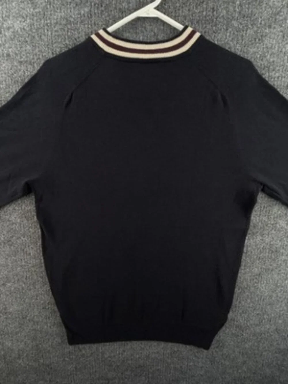 Fred Perry Black Medium Logo Cotton Crew Neck Long Sleeve Pullover Sweater Mens